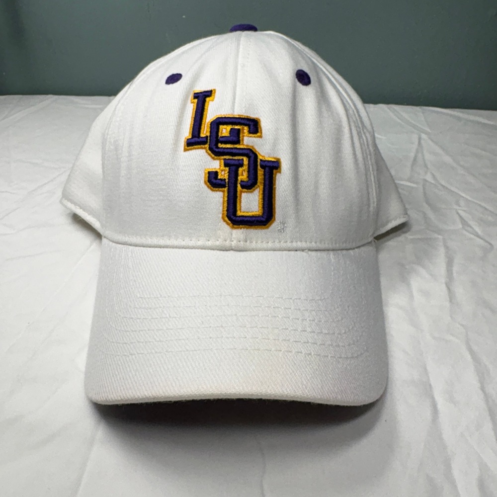 Top of the World LSU Tigers Hat White One-Fit Flex Cap Mens L XL Purple Gold